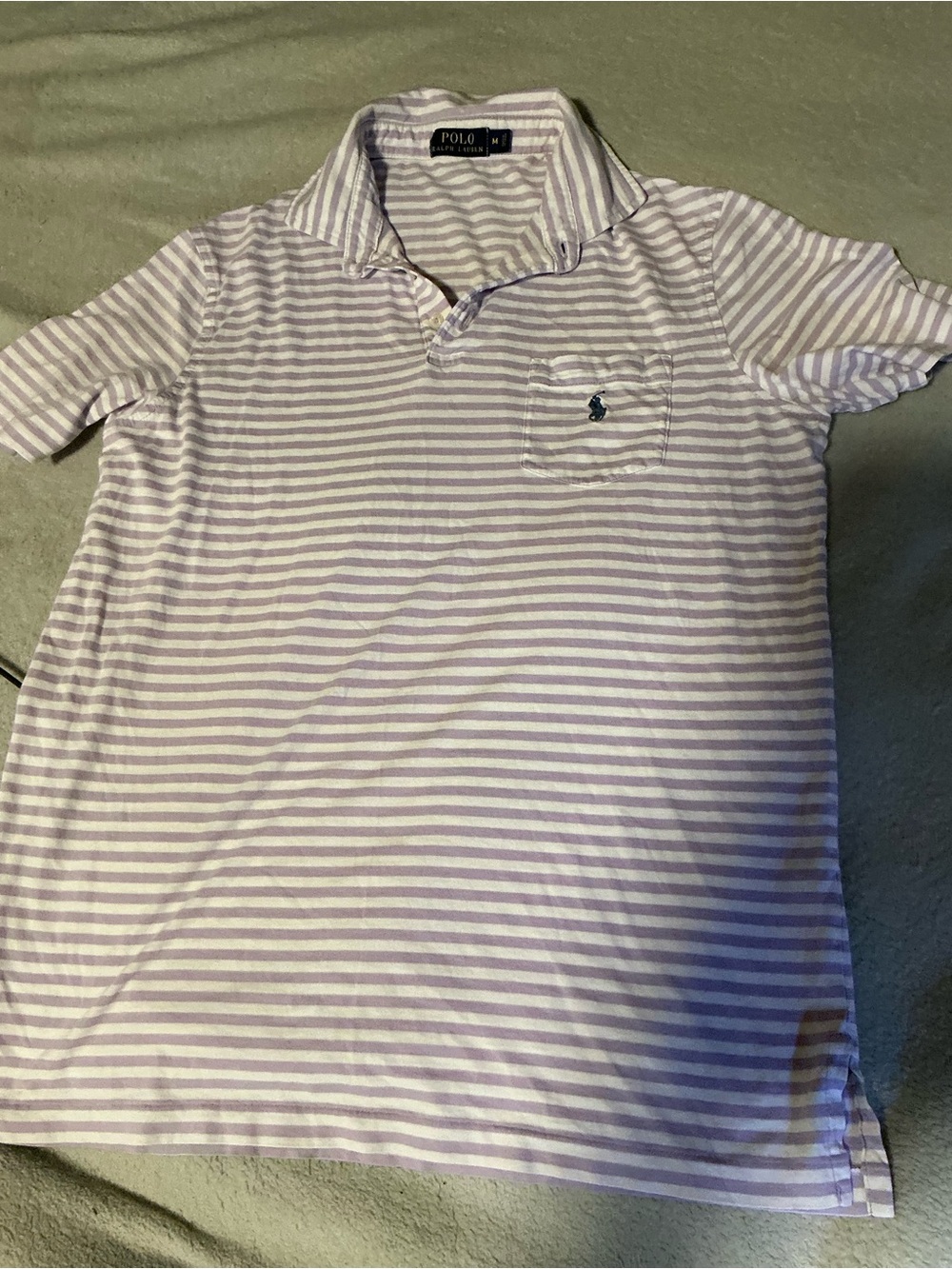Polo by Ralph Lauren Lavender and White Striped Polo Shirt